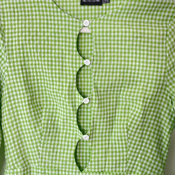Women's Pretty Little Thing Gingham Y2k Dress Mini sz. 6 #KK - Picture 5 of 10